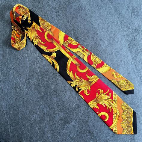 versace 1992 red tie|GIANNI VERSACE COUTURE silk tie Baroque Dreamland from .